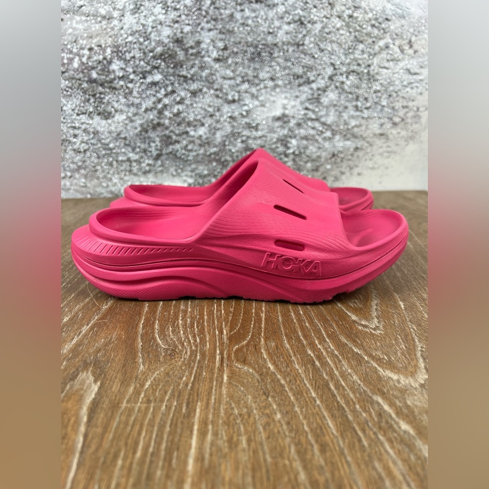 Hoka Women's Coral Pink Slide Sandals - Picture 7 of 11
